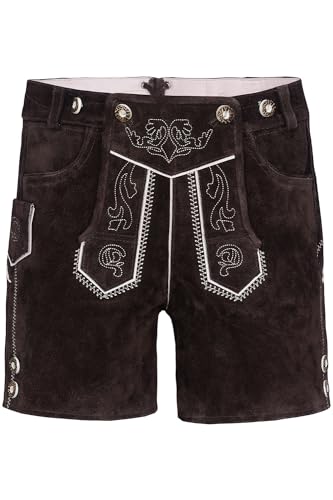 Pantalón corto de piel para niños Edelnice Trachtenmode marrón oscuro talla 140