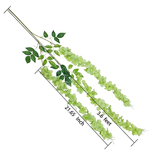 Image of Tia Crafts Polyester Artificial Hanging Flowers for Ceiling Balcony | Wisteria Vine | Home Party Decor Garden Outdoor Greenery Office Wall Decoration | Waterproof Washable - 3.7ft /45 inch (12, Green)
