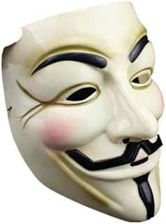 Vフォー・ヴェンデッタ ガイ・フォークス アノニマス 仮面マスク コスチューム用小物 イエロー クリーム 男女共用