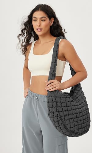 Image of ODODOS Quilted Carryall Tote Bag for Women Crossbody Hobo Lightweight Padding Shoulder Bag