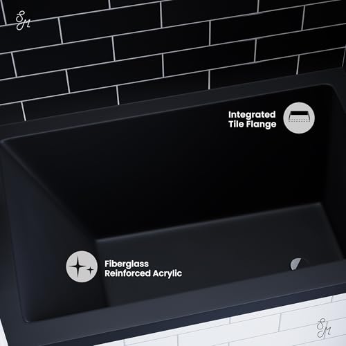 Image of Swiss Madison Voltaire 48 inch x 32 inch Right-Hand Drain Alcove Bathtub in Matte Black