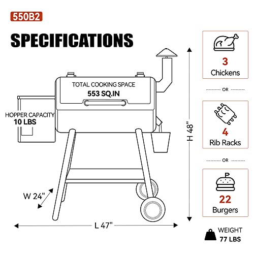 Z Grills Wood Pellet Smoker With Upgraded Pid Controller, 8 In 1 Bbq Grill, 553 Sq In Cooking Area, 550B2 #TOP1