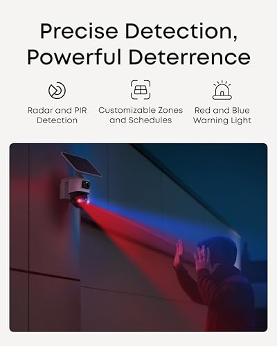 eufy Security eufyCam S4, Solar Security Camera Wireless Outdoor, Triple Lens Bullet-PTZ Cam, 4K UHD, 360° Pan and Tilt, Auto Track, 8× Hybrid Zoom, Color Night Vision, HomeBase S380 Compatible thumbnail 9