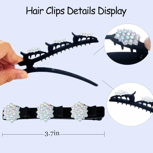 Pinzas para cabello trenzadas con piedras brillantes, pack de 2 miniatura 3