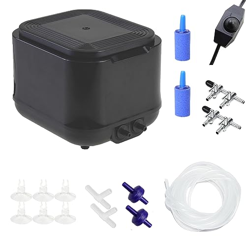 AQUANEAT Powerful Aquarium Air Pump, 250GPH, Dual Outlets, for up to 300 Gallon Fish Tank, Super Quiet Oxygen Aerator with Gang Valves, Adjustable Hydroponic Air Bubbler Pump