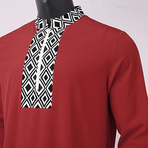 Generic Kurta Men Long Sleeve Kaftan Thobe Muslim Men Thobe Big and Tall Kaftan Men Thobe with Pocket3