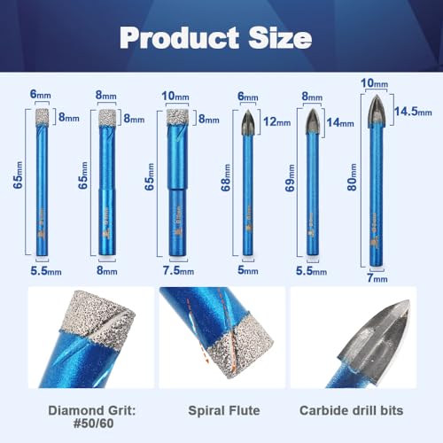 Set de Brocas Secas de Diamante para Azulejos 10 Piezas miniatura 2