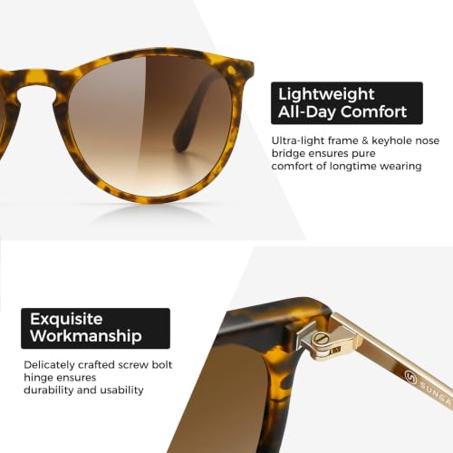Image of SUNGAIT Premium Vintage Round Sunglasses for Women Men Classic Retro Trendy Style