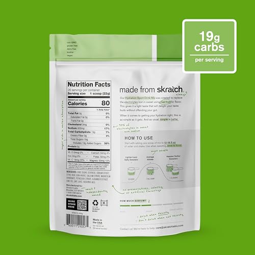 Image of Skratch Labs Hydration Sports Drink Mix - Real‑Fruit Electrolyte Powder for Fast Hydration & Endurance | Cucumber + Lime | 20 Servings | Vegan, Non‑GMO, Clean Ingredients