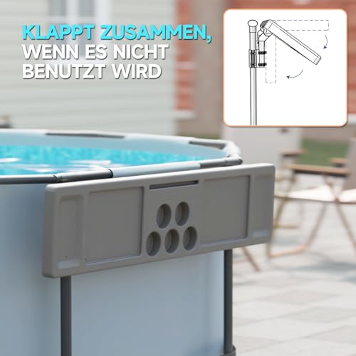 ECOPOOLTECH Pool Bar, 2 in 1 Getränkehalter Pooltisch Wetterbeständig Terrassentisch am Pool Stabile Tischplatte Swim-Up-Bar, 47×11 Zoll Ablagetablett Pool zubehör, Grau