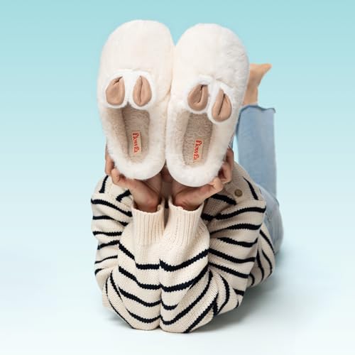 Rabbit White Women's Slippers | Non-Slip house shoes for women for Indoor cozy winter | Shed-resistant and lint-free | christmas gifts for women2