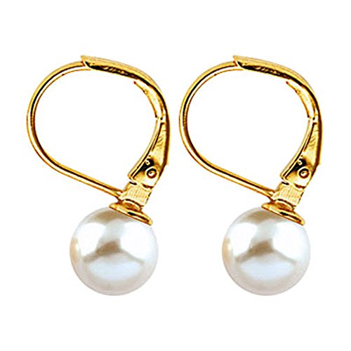 Boucles d'oreilles plaqué or et perles de Majorque anti-irritation pour peau sensible