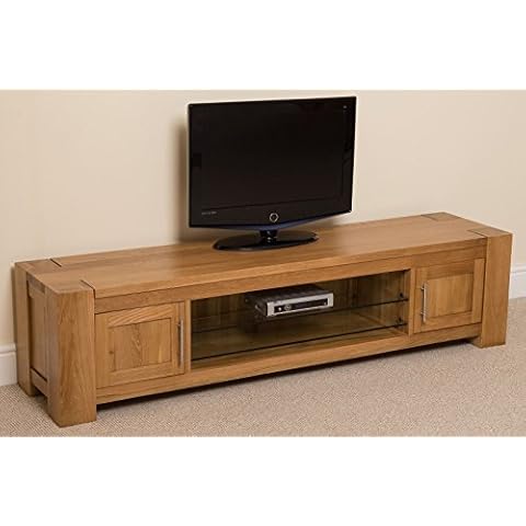 Kuba Solid Oak Widescreen TV Unit | Oak TV Unit with Storage | 181.5 x 42.5 cm Wooden TV Stand | Kuba By Oak Furniture King Cover