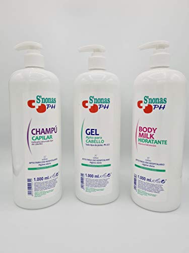 pack FAMILIAR S´NONAS: gel de banho PH 1000 ml. Champu 1000 ml. Body milk 1000 ml