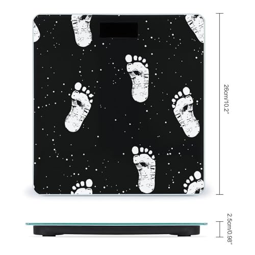 Báscula digital para baño con patrón de huellas blancas y pantalla LCD miniatura 2