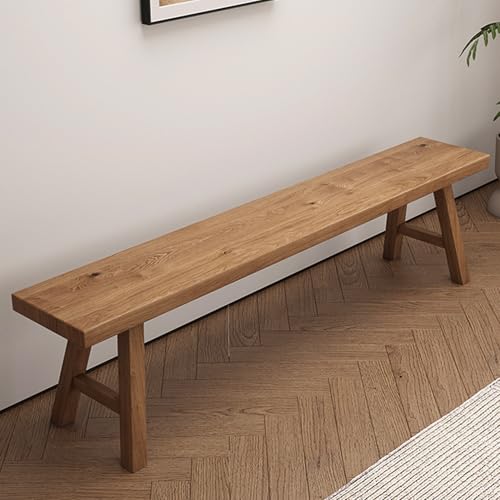 Panchina rustica in legno per ingresso e giardino, sedile esterno senza schienale, per cucina e bagno, piccola panca per fiori, 140 x 25 cm