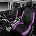 CAR PASS Leather Seat Covers, Breathable Universal Car Seat Cover Full Set for Cute Women Girly,Super 5mm Composite Sponge Inside,Airbag Compatible fits Most Auto,SUVs,Trucks,Vans(Black&Purple)