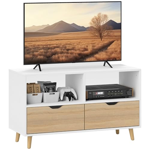 HOMCOM TV Schrank Lowboard mit 2 Ablage, Schublade, 99 cm lang Fernsehtisch...