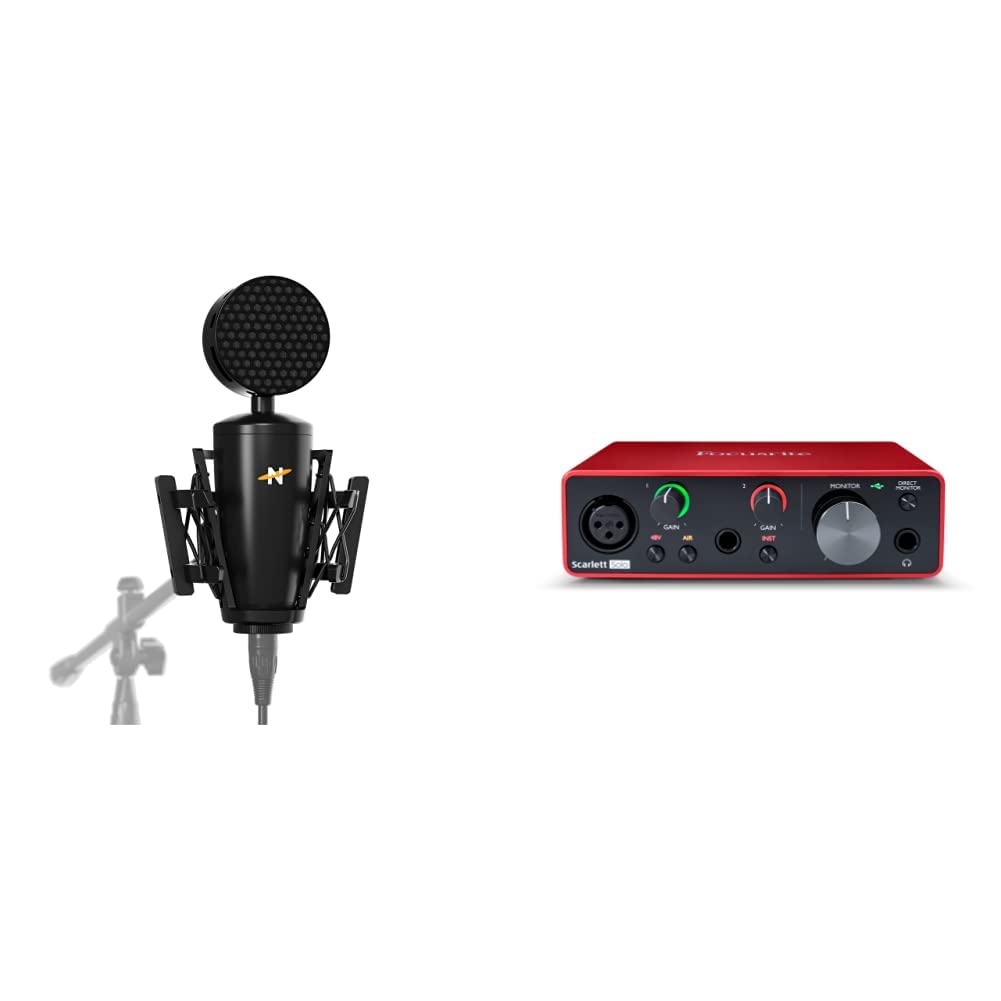 Neat King Bee II - Cardioid Large Diaphragm True Condenser Microphone & Focusrite Scarlett Solo 3rd Gen USB Audio Interface, for The Guitarist, Vocalist, Podcaster or Producer — High-Fidelity