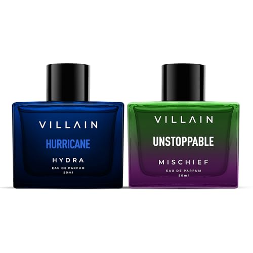 Image of Villain Fierce Pair Combo EDP Perfume For Men | Long Lasting Smell -50 ml each | Gift set For Man with Hurricane Hydra and Unstoppable Mischief For Masculine Fragrance