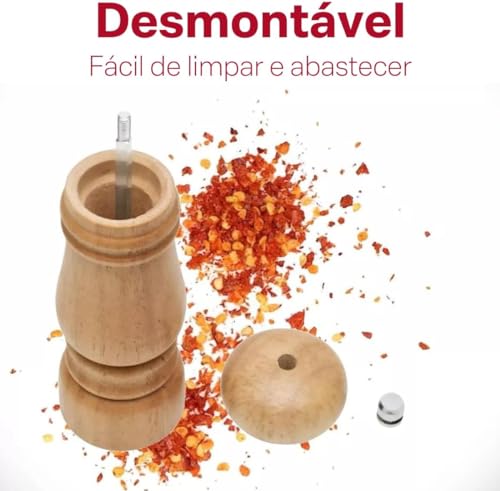 Kit 2x Moedor de especiarias de aço inoxidável com pino removível, para moer na hora