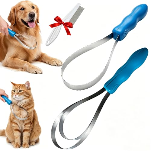 Lame de mue pour chien et chat en acier inoxydable double face 11in pour poils longs et courts