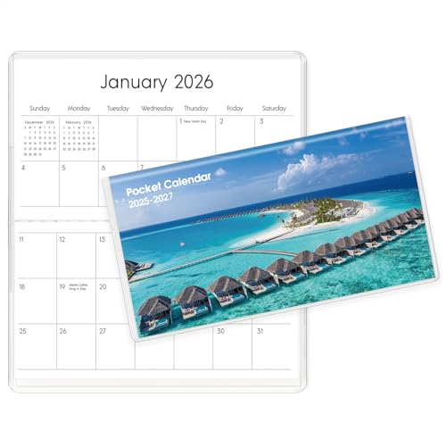 Pocket Calendar 2025-2027 for Purse, 2025-2027 Pocket Planner 30 Months with Soft Waterproof Cover and Premium Paper, 6.5