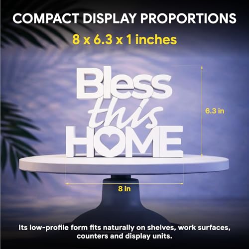 Image of Mad Masters Bless This Home Vastu Desk Decor - Aesthetic Table, Shelf & Wall Showpiece for Home Office, Business. Blessing & Friendly Gifting, Classic White (20.3 x 16 x 2.5 cm)