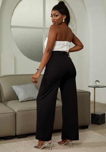 LAJIOJIO Wide Leg Dress Pants for Women Dressy Business Casual High Waisted Straight Leg Work Office Trousers Slacks4