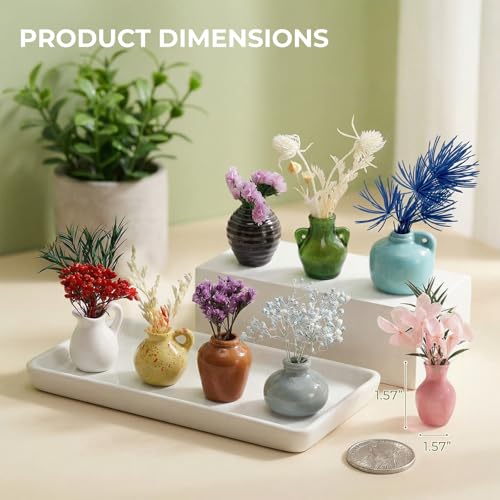 Set de 9 mini imanes jarrón con flores preservadas miniatura 3