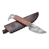 Bird Head -Madhammers - Cuchillo de acero forjado a mano con muelle de estilo celta, hoja afilada y afilada con funda de piel auténtica, para amantes del arte y la cultura.