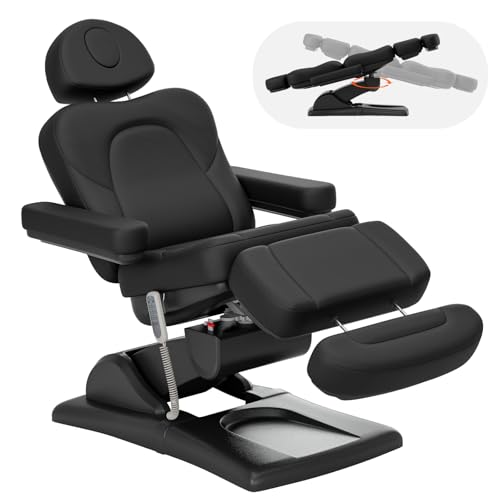 Paddie 360° Swivel Fully Electric Medical Spa Chair Bed, 4 Motor Dental Podiatry Exam Table with 20° Backward Tilt, Professional Beauty Massage Lash Table 660lbs Capacity Black