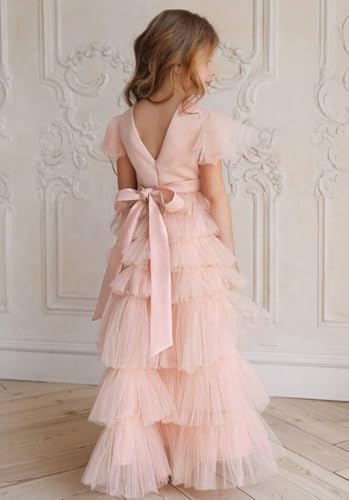 Flower Girl Dress Ruffles A-Line Girls Pageant Party Dress Prom Puffy Ball Gowns T0563