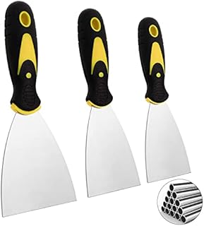 Wallpaper Scraper, 3 Pcs Stainless Steel Putty Knives Paint Scraper Tools with Plastic Handle, Filling Knife Set for Walls (2, 3, 4 Inches)