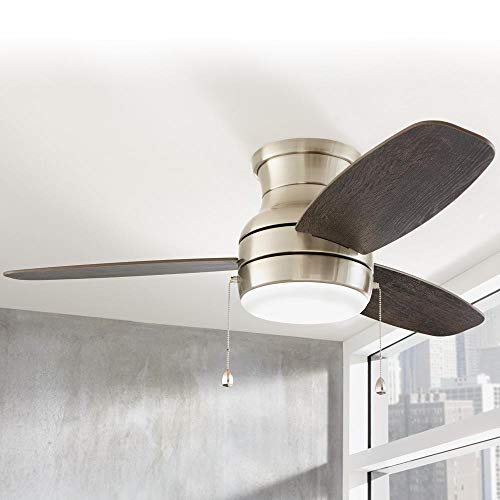 Image of Ashby Park 44 in. White Color Changing Integrated LED Brushed Nickel Ceiling Fan with Light Kit and 3 Reversible Blades