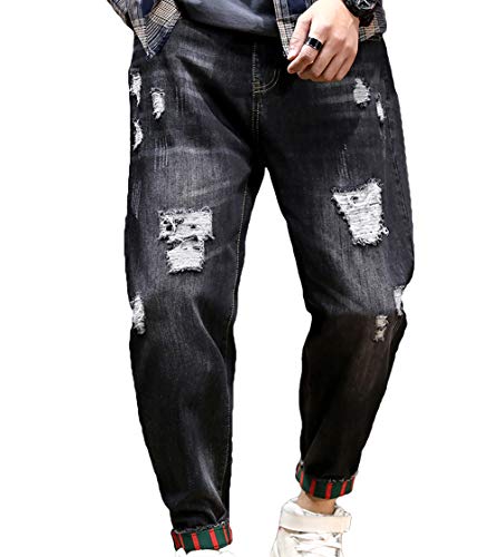 Chowsir Men Casual Ripped Jogger Jeans Denim Pants Loose Fit