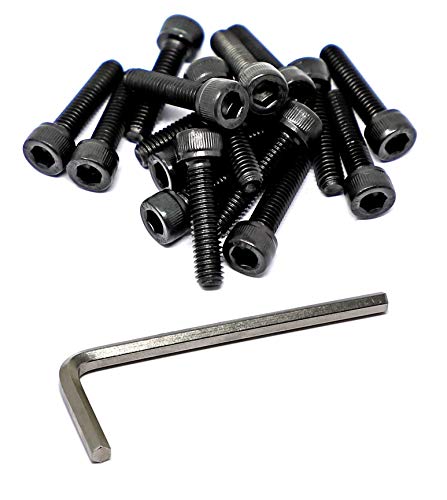 Image of iexcell 25 Pcs M6 x 25mm Thread Pitch 1 mm Alloy Steel 12.9 Grade Hex Socket Head Cap Screws Bolts Kit, Black Oxide Finish