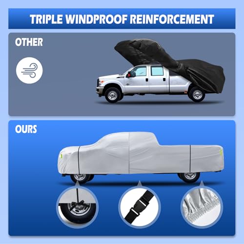 Image of Truck Cover Waterproof All Weather, 6 Layers Pickup Cover Fit for Ford F250 /F350, Chevrolet Silverado, Gmc Sierra, Ram 2500 (T5 Fit Truck Length Up to 266 inch), Silver