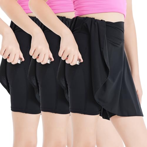 Image of Girls' 2-in-1 Flowy Butterfly Shorts with Pockets - Athletic Dance & Running Shorts for Ages 5-13