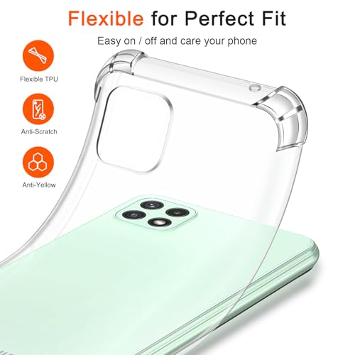 Image of Lustree Back Cover Transparent Case Compatible with Samsung Galaxy A22 5G | Clear + TPU Case with 4 Corner Air Cushion Protection & Camera Protection | Slim& Stylus Cover