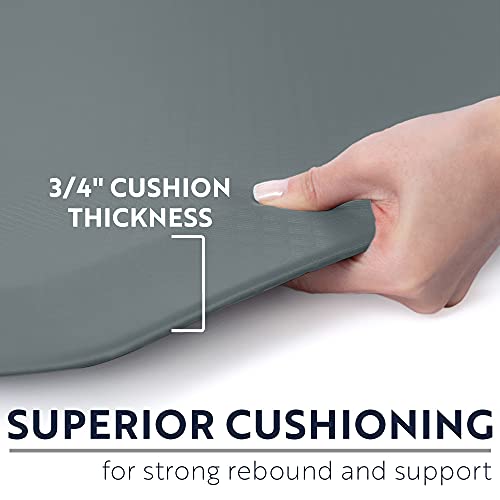 Kangaroo 3/4" Thick Superior Comfort, Relieves Pressure, All Day Ergonomic Stain Resistant Floor Rug Anti Fatigue Cushion Mat, Durable Standing Desk, Foam Pad Mats Kitchen, Office, 17X24, Gray #TOP1