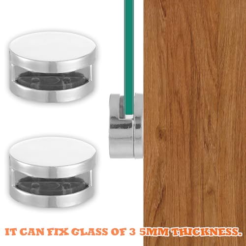 Image of 3-5mm Frameless Mirror Clips for Wall Mounting, 4 Pack Metal Round Mirrors Mounting Clips Heavy Duty Mirror Hanging Hardware Holders Clip with Long Screws & Anchors for Frameless Mirrors Wall-Mounting