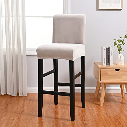 Btto Counter Stool Pub Chair Covers,Stretch Velvet Bar Stool Covers,Removeable Washable Dinning Chair Covers Protector(2Pcs Velvet Light Gray) #TOP4