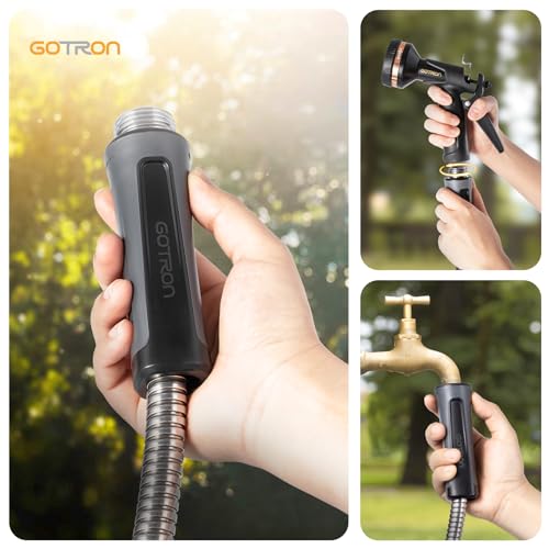Gotron Water Hose 100 Ft, Heavy Duty Metal Garden Hose With 9 Function Spray Nozzle, Lightweight, Kink Free And Drinking Water Pipe For Rv thumb #6
