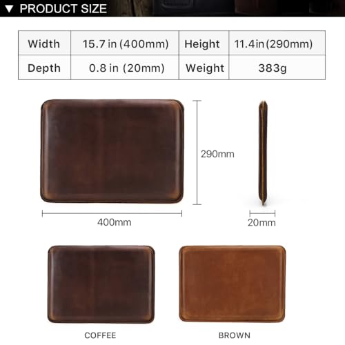 Image of CONTACTS Full Grain Leather 16 inch Laptop Case Slim Laptop Sleeve | Compatible with MacBook Pro 16.2 inch, Handmade, Brown
