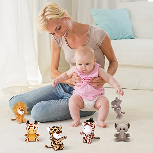 Elcoho 14 Pieces Mini Jungle Animal Plush Toys Small Stuffed Forest Animals Plush Toys 4.8 Inch Keychain Decorations For Animal Themed Parties Goody Bags Filler Favors (Standing,Sitting) #TOP4