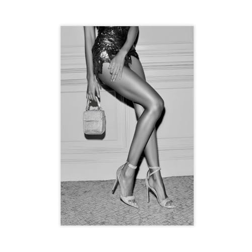 Cadeau déco idéal : poster sur toile noir et blanc chaussures à talons hauts pour chambre