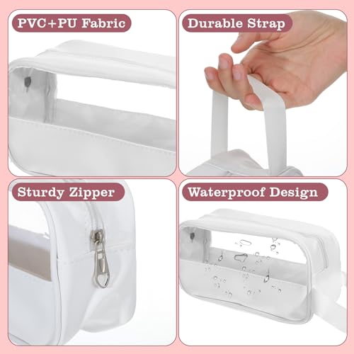 12 Pieces Toiletry Bag for Women Men Translucent Small Travel Makeup Pouch Portable Waterproof Organizer Set for Accessories Toiletries(White)3