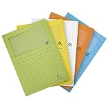 Exacompta - Réf. 50260E - Paquet de 25 chemises à fenêtre sans plastique Forever® 120 g/m² - couleurs pastel - 100% recyclées et certifiées Ange Bleu - dimensions 22x31cm pour A4 -5 couleurs assorties