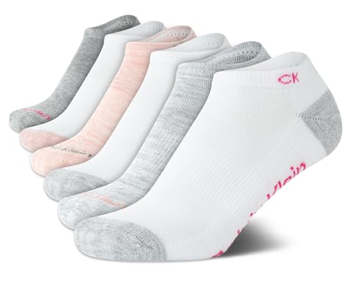 Calvin Klein Girls No Show Socks - 6 Pack Athletic Low Cut Socks for Girls (M-L)